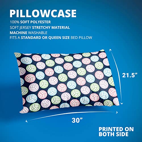 Volleyball Pattern Pillowcase - Soft Cotton Volleyball Themed Pillow Cover for Sports Lovers - Perfect for Bedroom Decor, Dorm Room, Game Day & Volleyball Fan Gifts