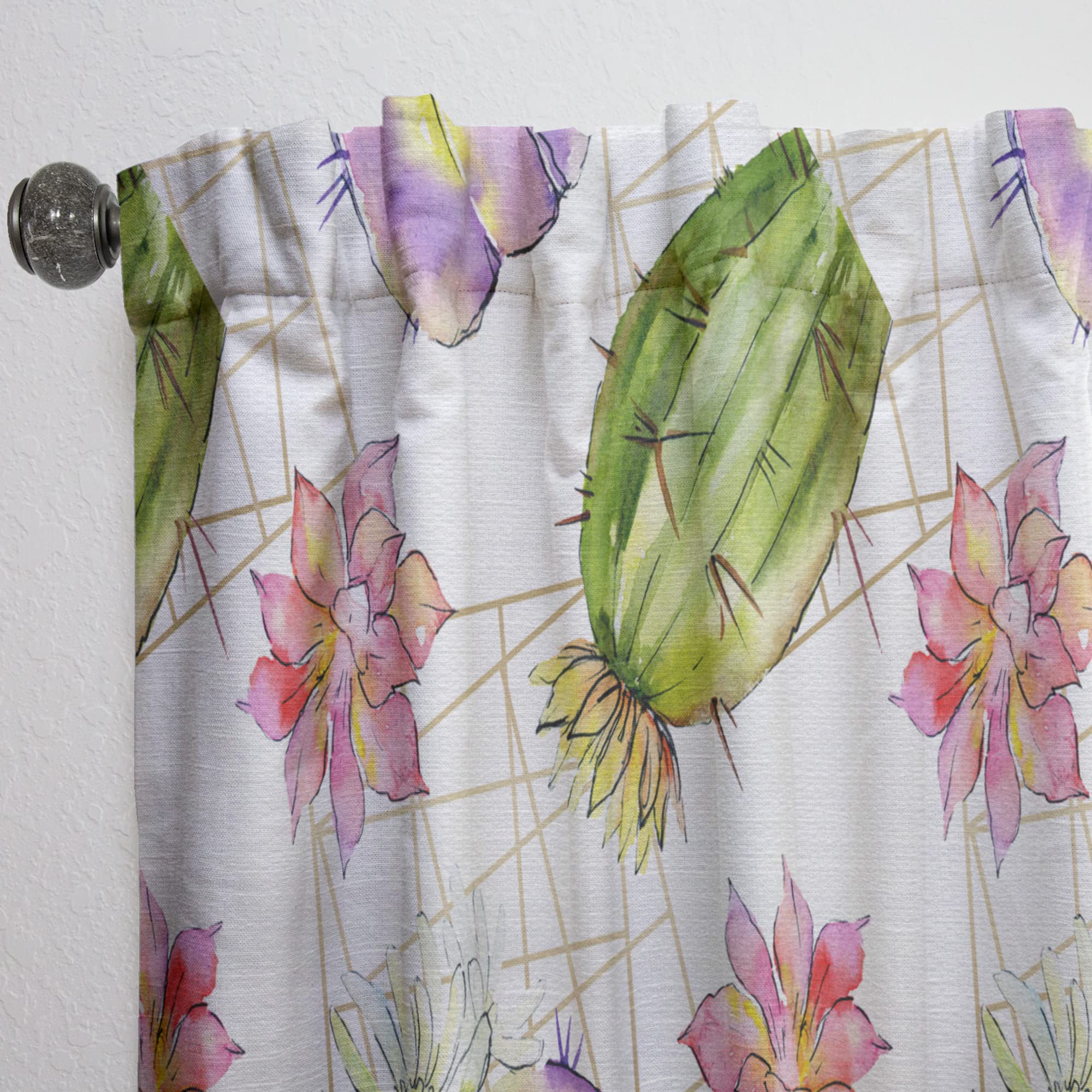 DesignQ Green Cactus Pattern Thermal Insulated Curtains - Single Panel 52x95 Inch - Blackout Drapes for Bedroom & Living Room - Perfect for Home Decor and Sun Protection