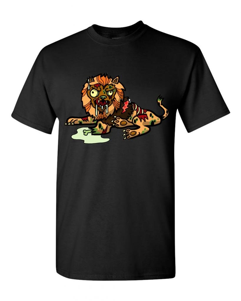 Zombie Lion Undead Animals Graphic T-Shirt for Men & Women - Cool Horror Theme Tee for Halloween, Cosplay, and Casual Wear