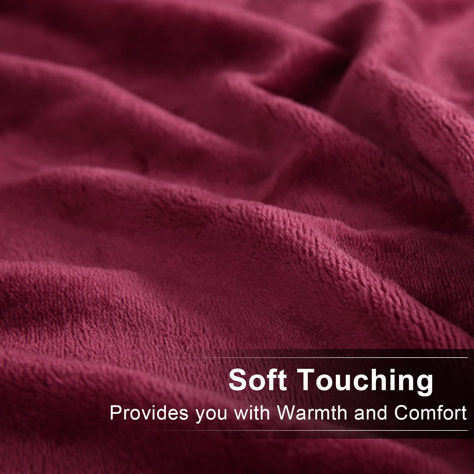 EASEALND Soft King Size Blanket - All Season Winter Warm Microplush Lightweight Thermal Fleece Blanket for Couch, Bed & Sofa - 90x108 Inches, Burgundy - Perfect for Cozy Nights, Movie Time & Home Decor