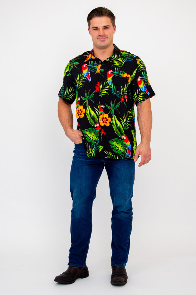 Dinosaur Print T-Shirt for Men & Women | Parrot Design | Eco-Friendly Woven Bamboo Fabric | Casual Wear & Outdoor Activities