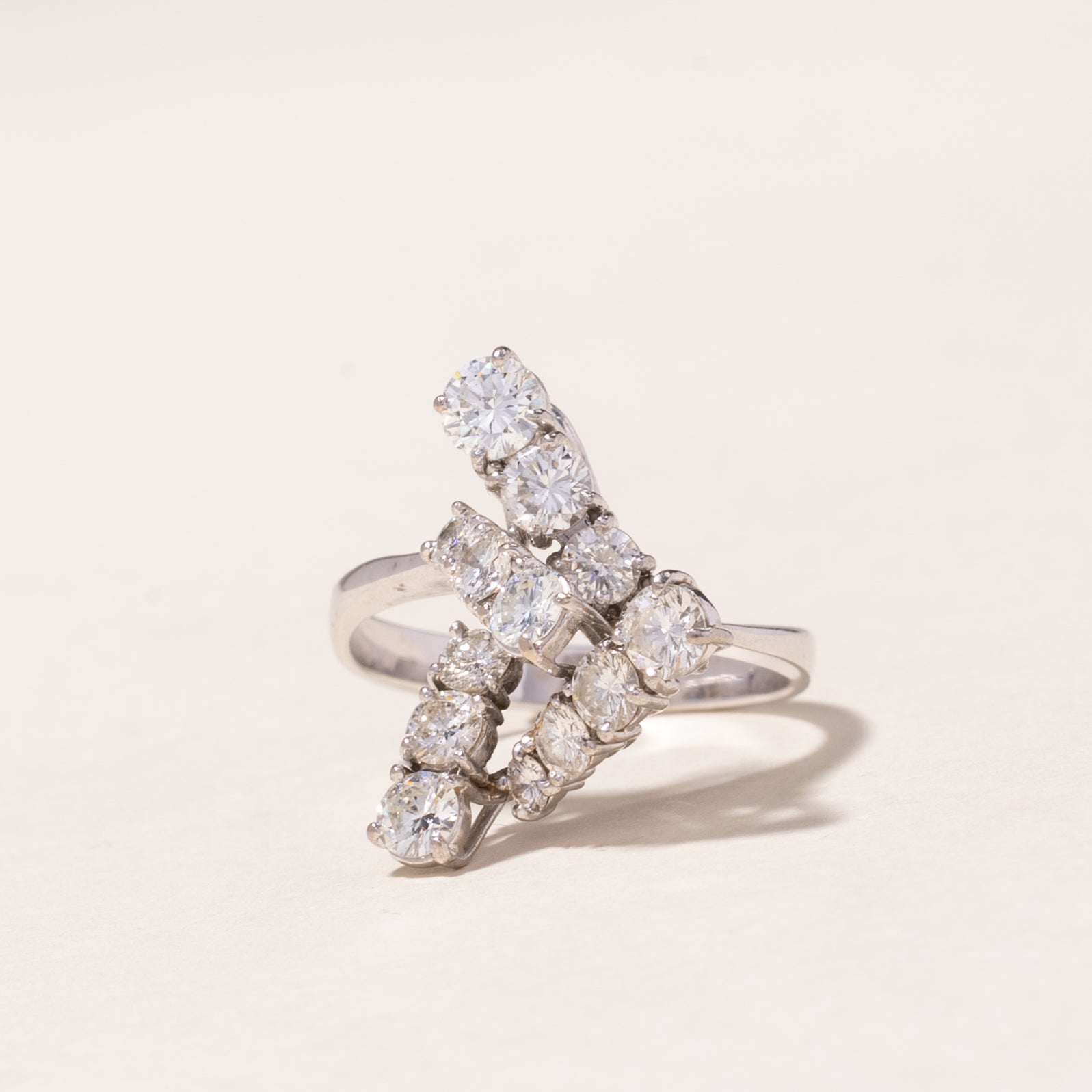18K White Gold Diamond Abstract Ring - 2.00ctw Size 6.75 | Elegant Statement Jewelry for Women | Perfect for Weddings, Anniversaries & Special Occasions