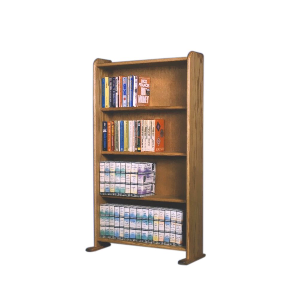 Solid Oak Media Storage Cabinet for DVDs, VHS Tapes, and Books - Honey Finish 407 - Perfect for Living Room, Home Theater, and Office Organization