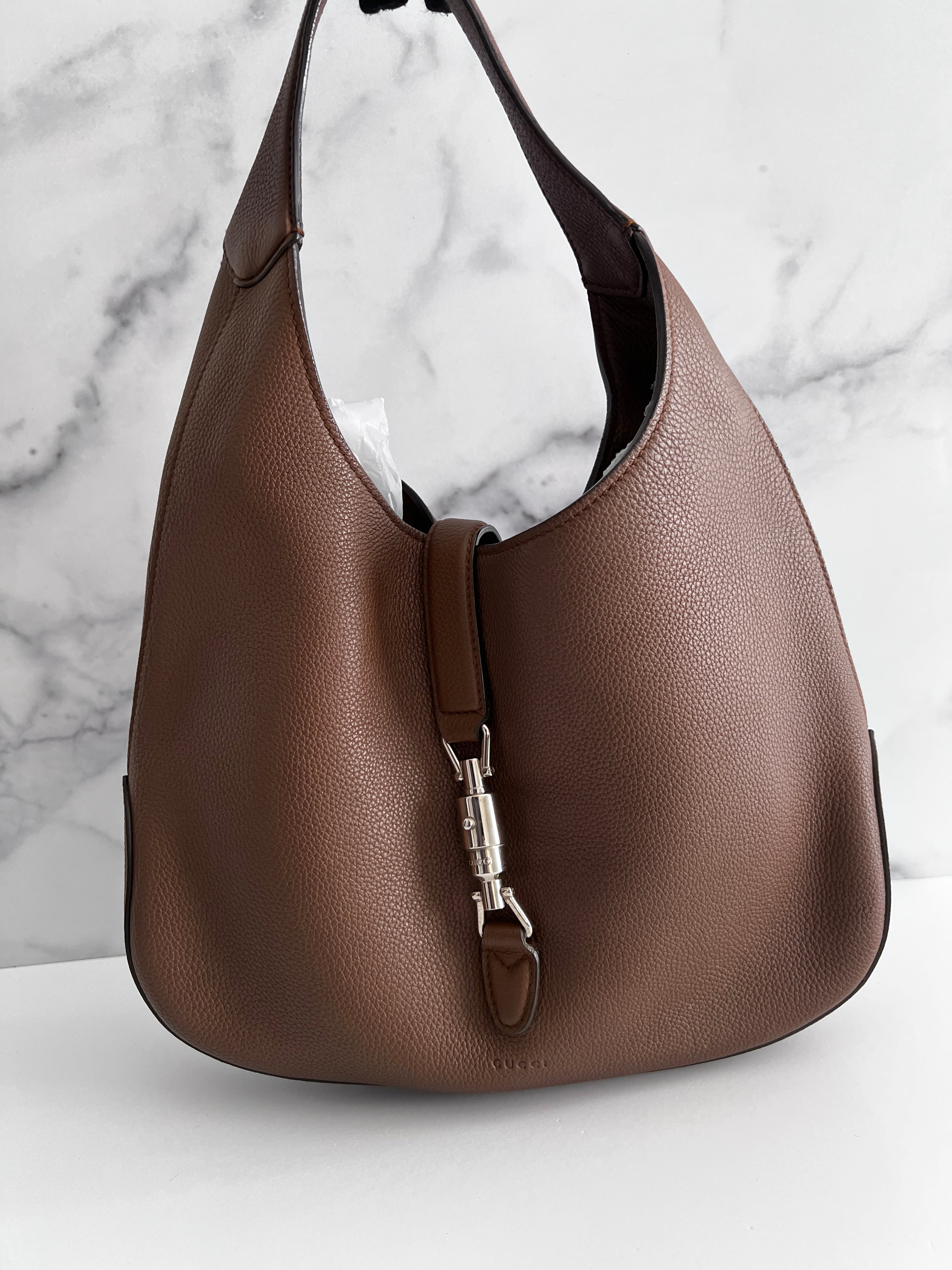 Gucci Brown Grain Leather Hobo Bag - Stylish Crossbody Shoulder Bag for Women, Fashionable Everyday Purse for Work, Travel & Shopping