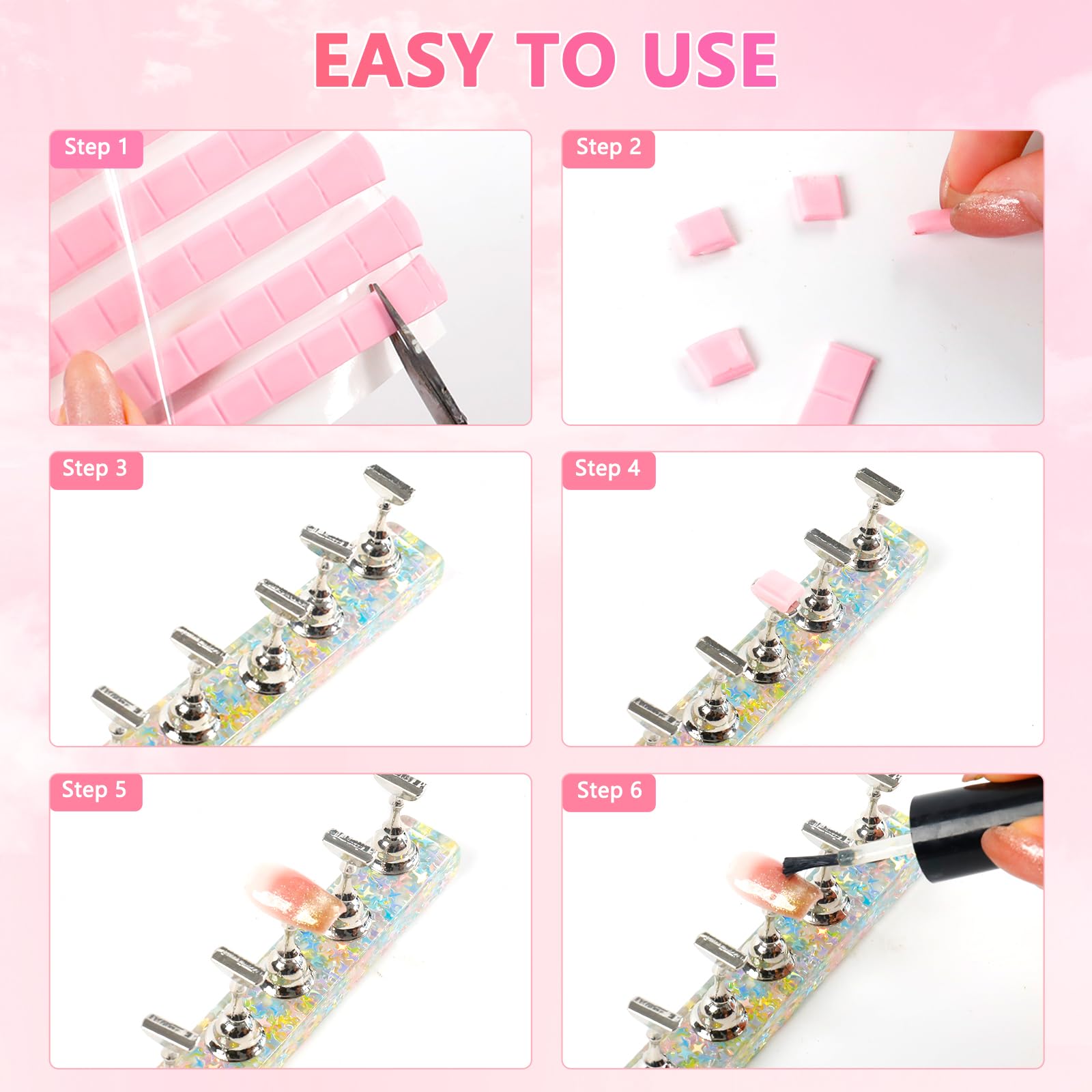 ANGNYA 2 Pack Magnetic Press On Nail Stand Display with 96 Reusable Adhesive Putty - DIY Nail Art Practice Holder for Salon & Home Manicure Tools | Perfect for Nail Artists, Beginners & Beauty Professionals