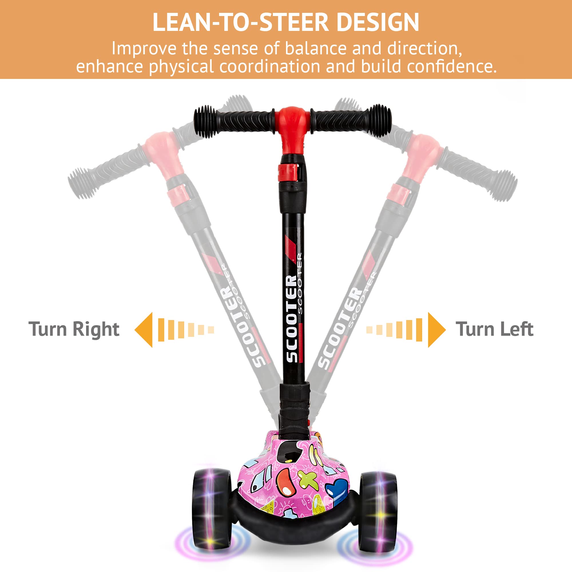 **Foldable & Height Adjustable Kids Scooter for Ages 3-12 – Graffiti Design, Non-Slip Deck, Extra Wide PU Light-Up Wheels (200 lbs Capacity) – Perfect for Commuting, Outdoor Play & Neighborhood Rides**