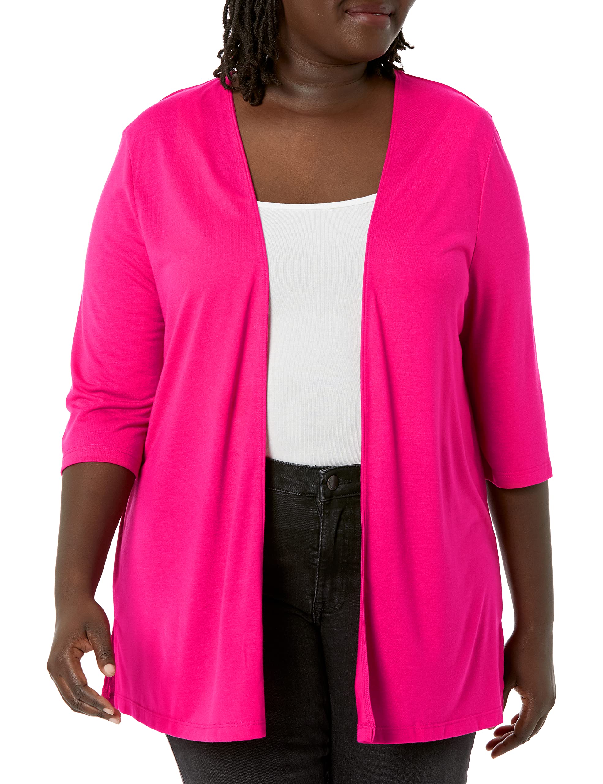 JUST MY SIZE Women's Plus Size Lightweight Open Front Cardigan Sweater - Perfect for Layering, Office Wear & Casual Outfits