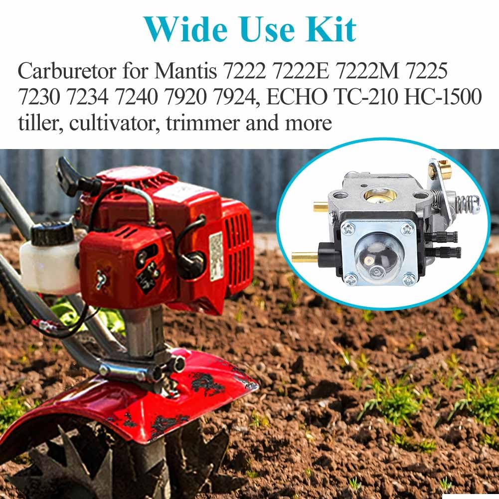 Premium C1U-K82 & C1U-K54A Carburetor for Mantis Tiller 7222 7222M 7225 7920 & Echo TC-210 HC-1500 - Complete Rebuild Kit with Primer Bulb & Fuel Line - Ideal for Garden Cultivation & Landscaping Maintenance