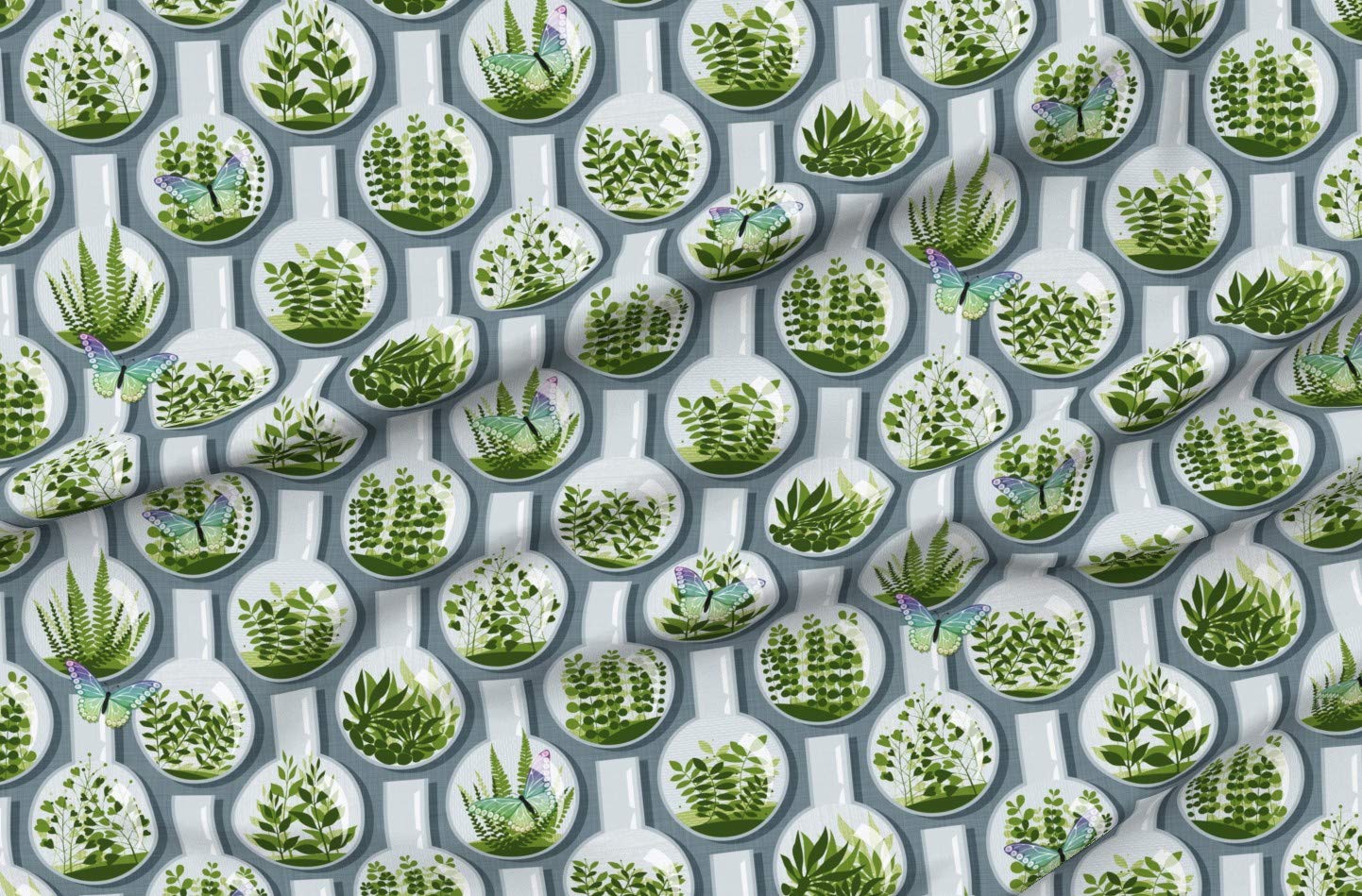 Tiny Planets Garden Butterfly Botanical Science Earth Print Velvet Fabric by The Yard - Upholstery, Home Decor & Apparel Material - Perfect for DIY Curtains, Throw Pillows and Fashion Accessories