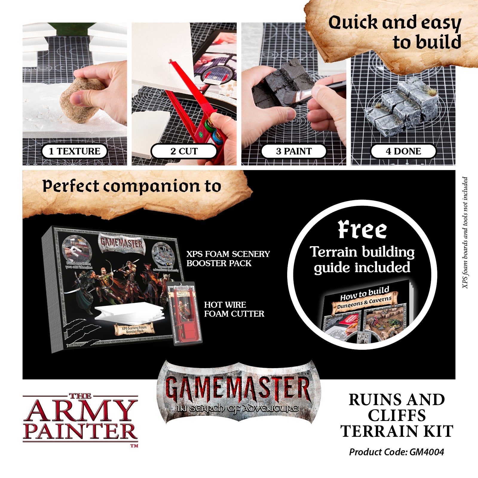 GameMaster Terrain Kit: Ruins & Cliffs - Modular Wargaming Scenery for Tabletop RPG & Miniature Battles - Perfect for Dungeons & Dragons, Warhammer & Fantasy Gaming