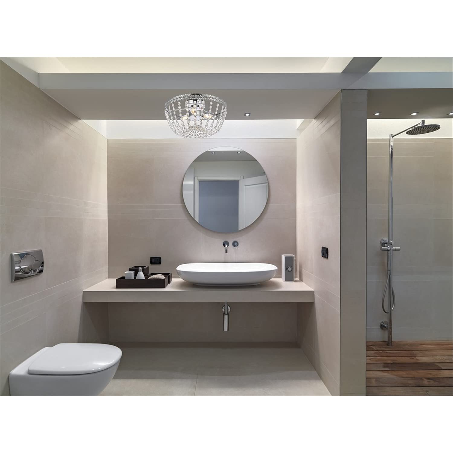 Modern Chrome 14 Inch Flush Mount Ceiling Light - Bright Indoor Lighting for Living Room, Bedroom & Kitchen | Sleek Home Decor