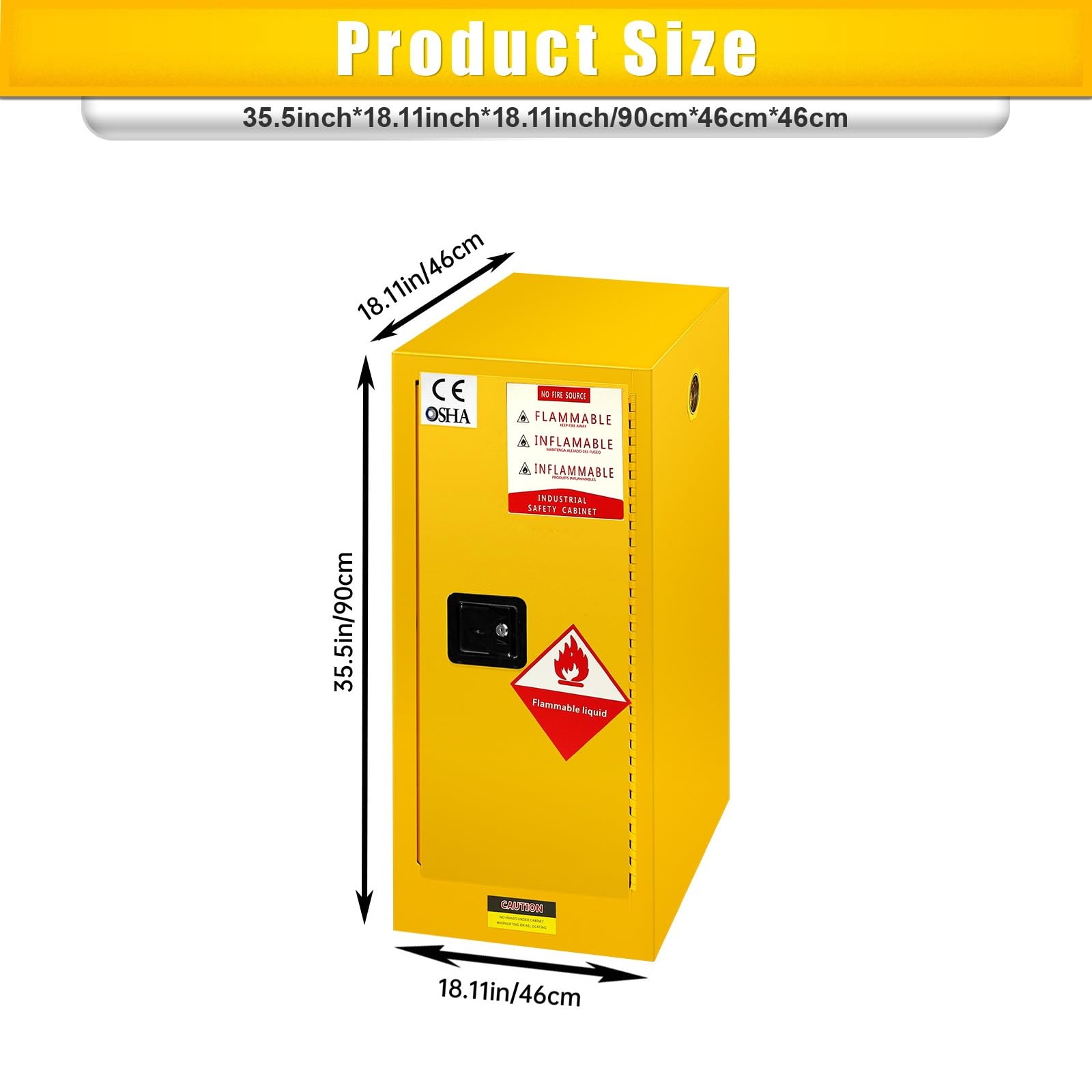 Fireproof Chemical Storage Cabinet - 18.11x18.11x35 Inch Galvanized Steel Hazardous Material Cabinet for Flammable Liquids | Industrial & Home Use | Garage, Lab, Workshop Safety Solution