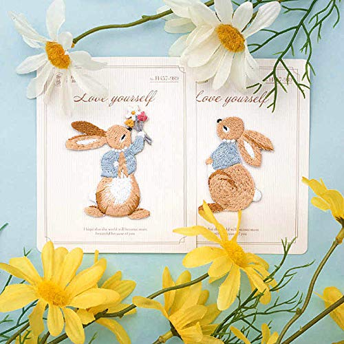 3 Pack Rabbit Embroidery Patches - Easter Bunny Iron On Appliques for DIY Crafts, Backpacks, Jackets & Denim - Cute Rabbit Sew On Patches for Clothing & Accessories (Perfect for Easter Gifts & Spring Fashion)