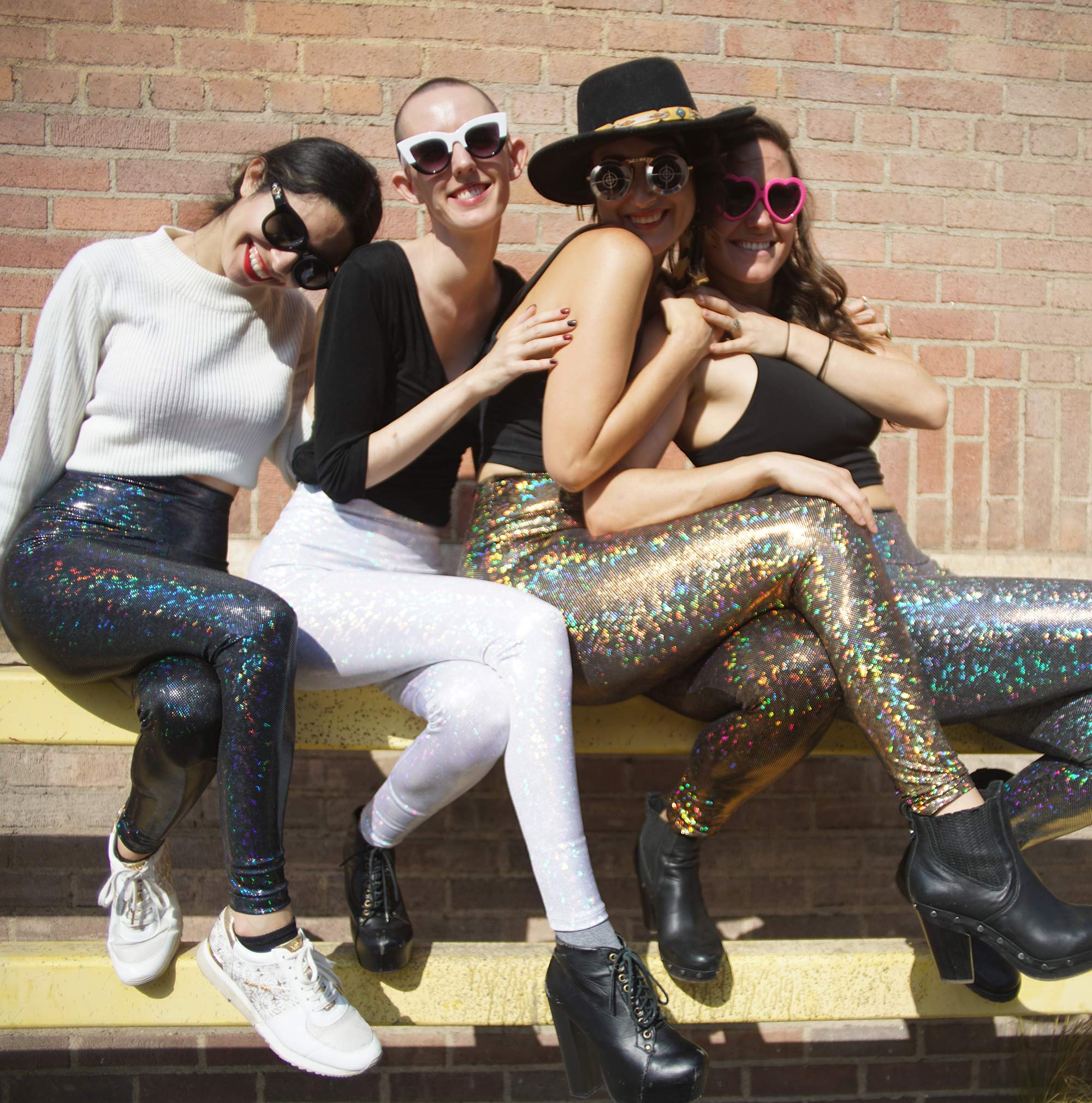 Women's Holographic Leggings - Iridescent Disco Yoga Pants with High Waist & Stretchy Fabric | Trendy Festival Outfit for Raves, Concerts & Dance Parties | Made in USA