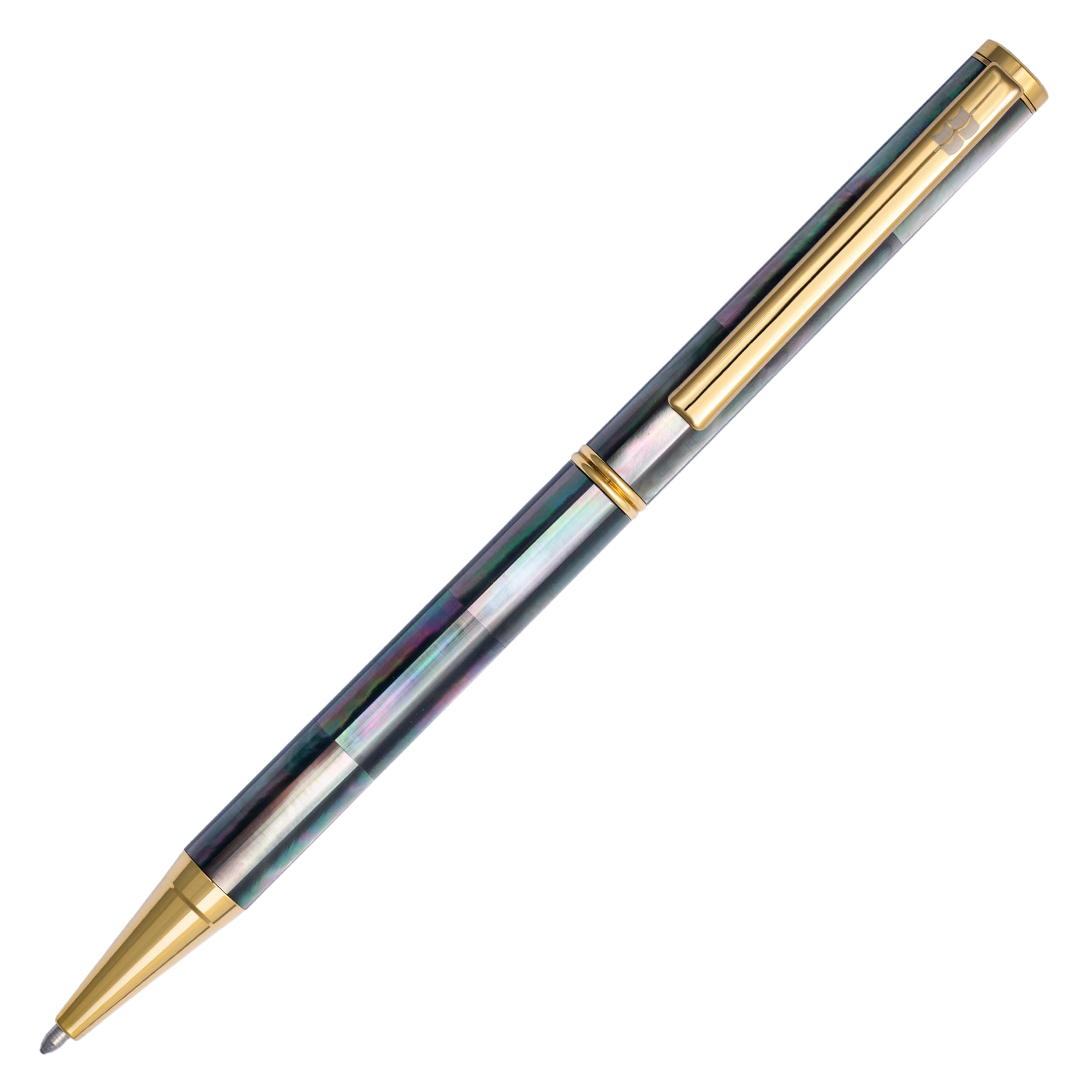 BLUSAIGON Tahiti Black Pearl Gold Twist-Action Handcrafted Refillable Ballpoint Pen - Unique Gift Set for Men & Women - Perfect for Office, Business Meetings & Special Occasions
