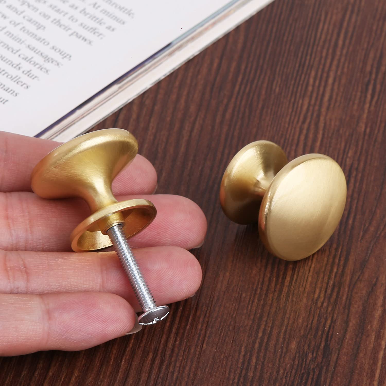BIGLUFU 1 Inch Brass Drawer Knobs - 6 Pack Gold Cabinet Hardware for Kitchen, Dresser & Furniture Drawer Pulls | Perfect for Home Renovation & DIY Projects