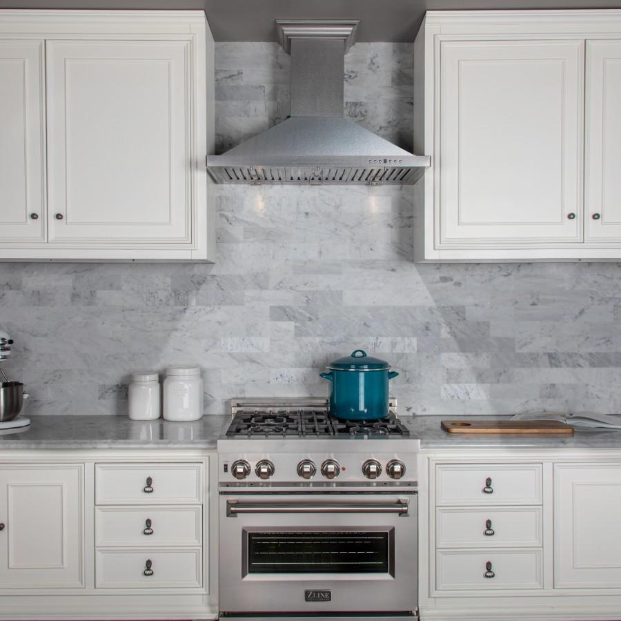 ZLINE 8KBS Designer Series Satin Stainless Steel Convertible Range Hood - Wall Mount Ventilation for Kitchen with Multiple Size Options | Perfect for Modern Home Cooking & Professional Chef Use