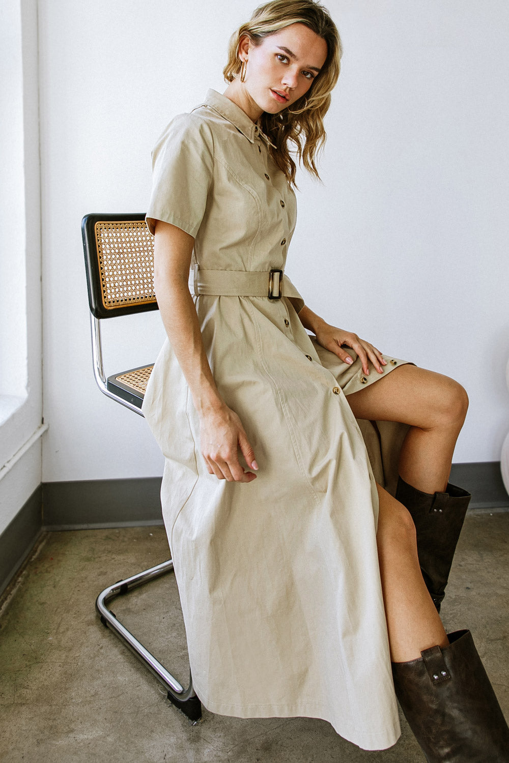 Lucky Me Button Down Dress for Women - Stylish Casual & Office Wear - Perfect for Work, Dates, and Everyday Outfits