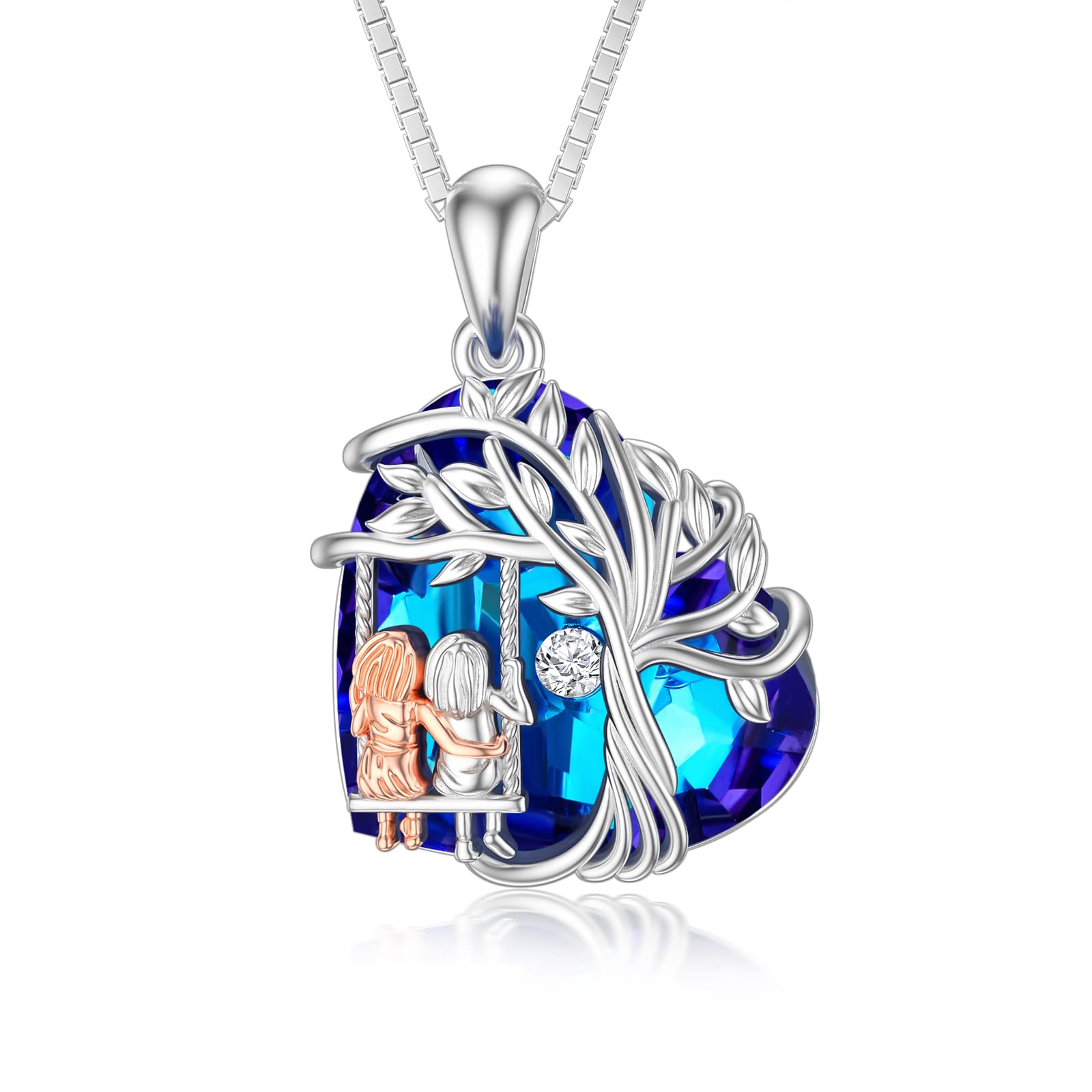 TOUPOP 925 Sterling Silver Tree of Life Necklace for Sisters - 2/3/4 Sisters Crystal Jewelry Gift for Women, Daughter, Friends | Birthday, Mother's Day Present | Perfect for Family Reunions, Sister Bonding & Special Occasions