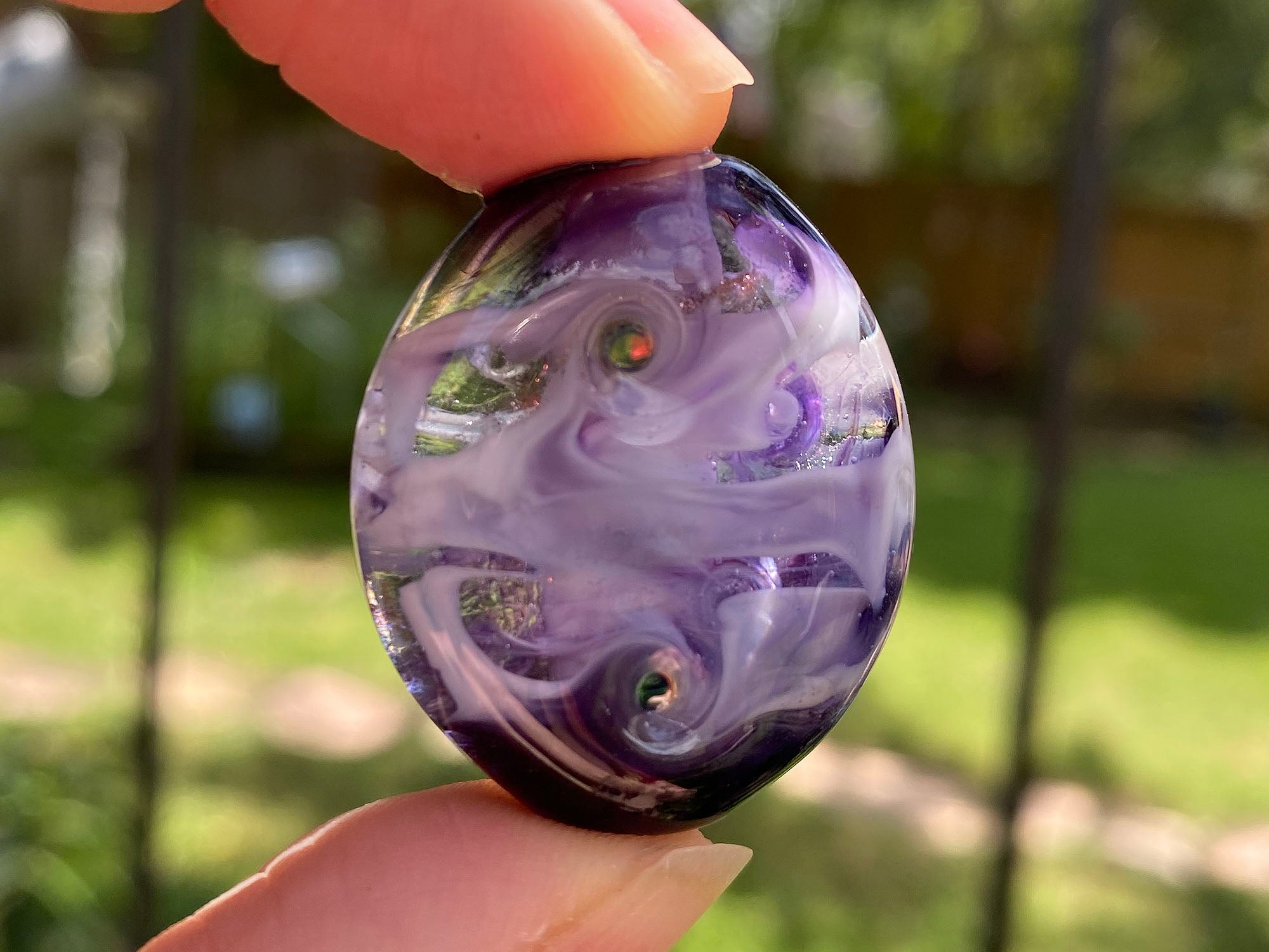 Handmade Purple Swirl Lampwork Glass Focal Bead - Unique SRA Artisan Jewelry Component for Necklaces, Bracelets & DIY Crafting Projects