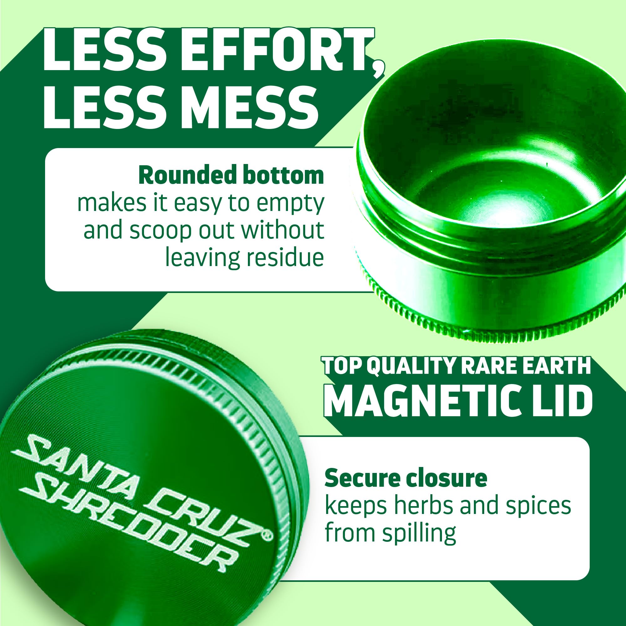 Premium Santa Cruz Shredder 3-Piece Metal Herb Grinder - 1.7