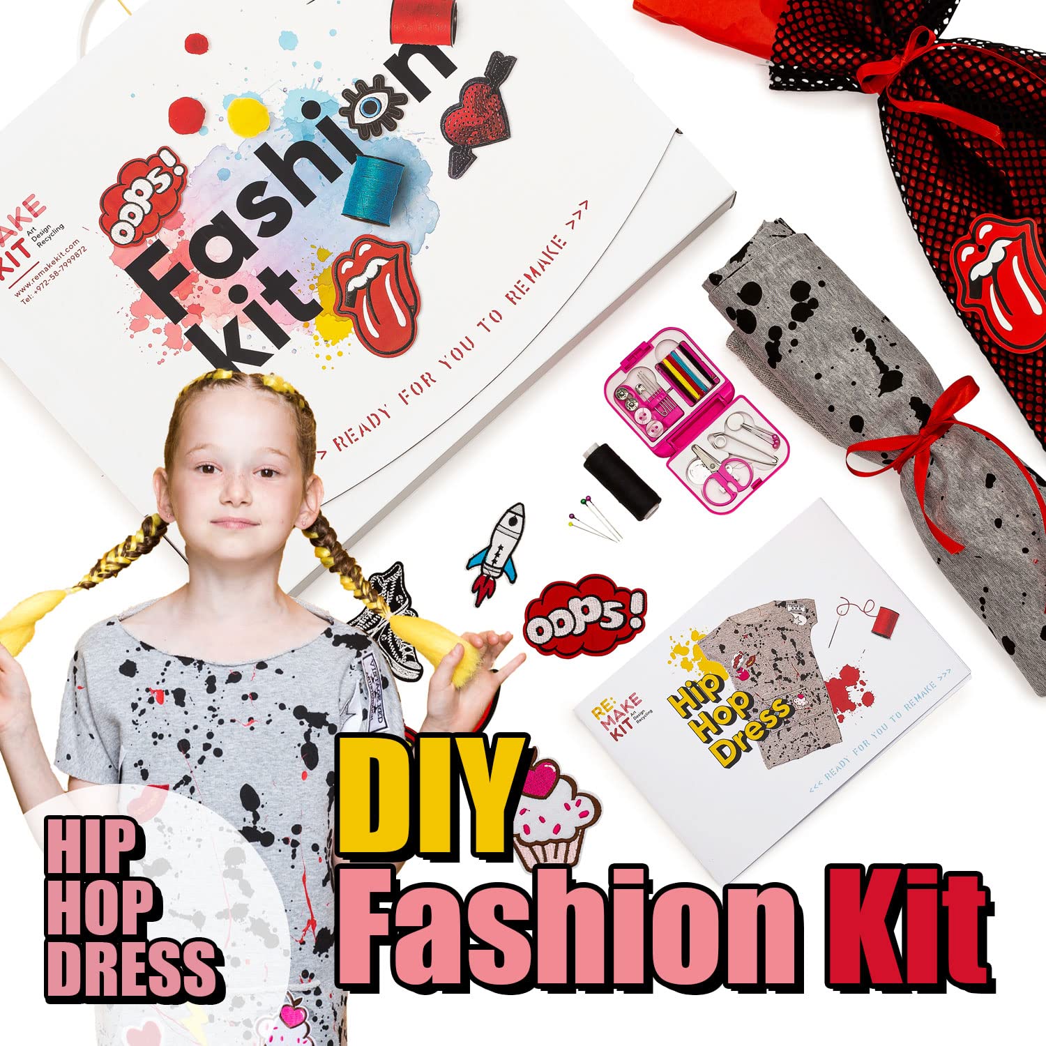 DIY Hip-Hop Dress Kit for Kids 11-12 - Personalized Arts & Crafts Set for Group Activities & Birthday Parties - Washable Black Fabric (301) - Creative Dress Up Fun for Dance Performances & Costume Parties
