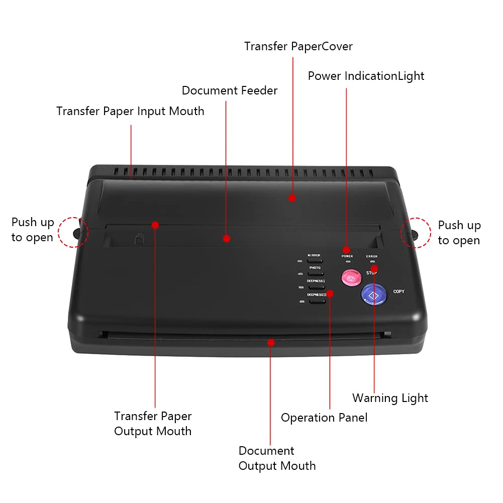 Professional Tattoo Transfer Copier Machine with Thermal Stencil Paper - 2 Types for Tattoo Supplies (US Plug) | Ideal for Tattoo Artists & Permanent Makeup Professionals