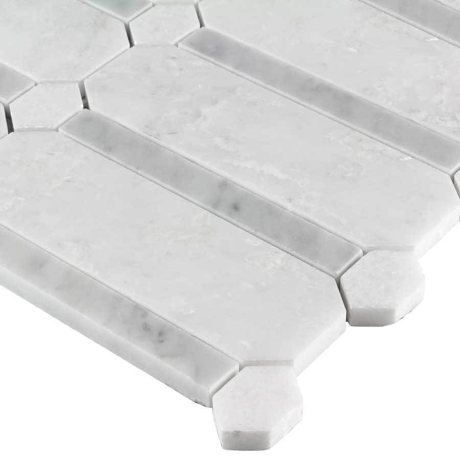 Mediterranean Stone Mosaic Tile White Columns - Handcrafted Ceramic Wall & Floor Tiles for Bathroom, Kitchen Backsplash, and Outdoor Decor
