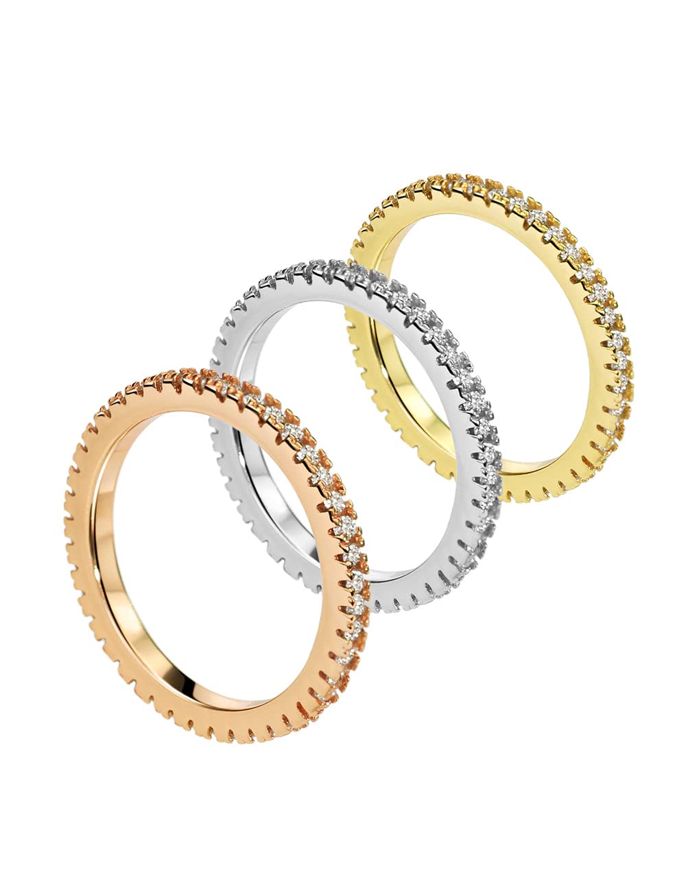 14K Sterling Silver Eternity Band Ring with Diamonds - Wedding, Stackable Rings for Women & Girls | Perfect for Bridal Sets, Anniversary Gifts & Everyday Elegance
