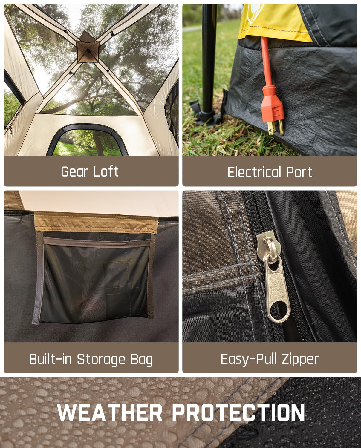 Fanttik 4/6/8/10 Person Instant Cabin Tent - 60 Second Setup, Waterproof Rainfly & Windproof Design - Portable Camping Tent with Carry Bag for Family Camping, Hiking, Backpacking & Outdoor Adventures