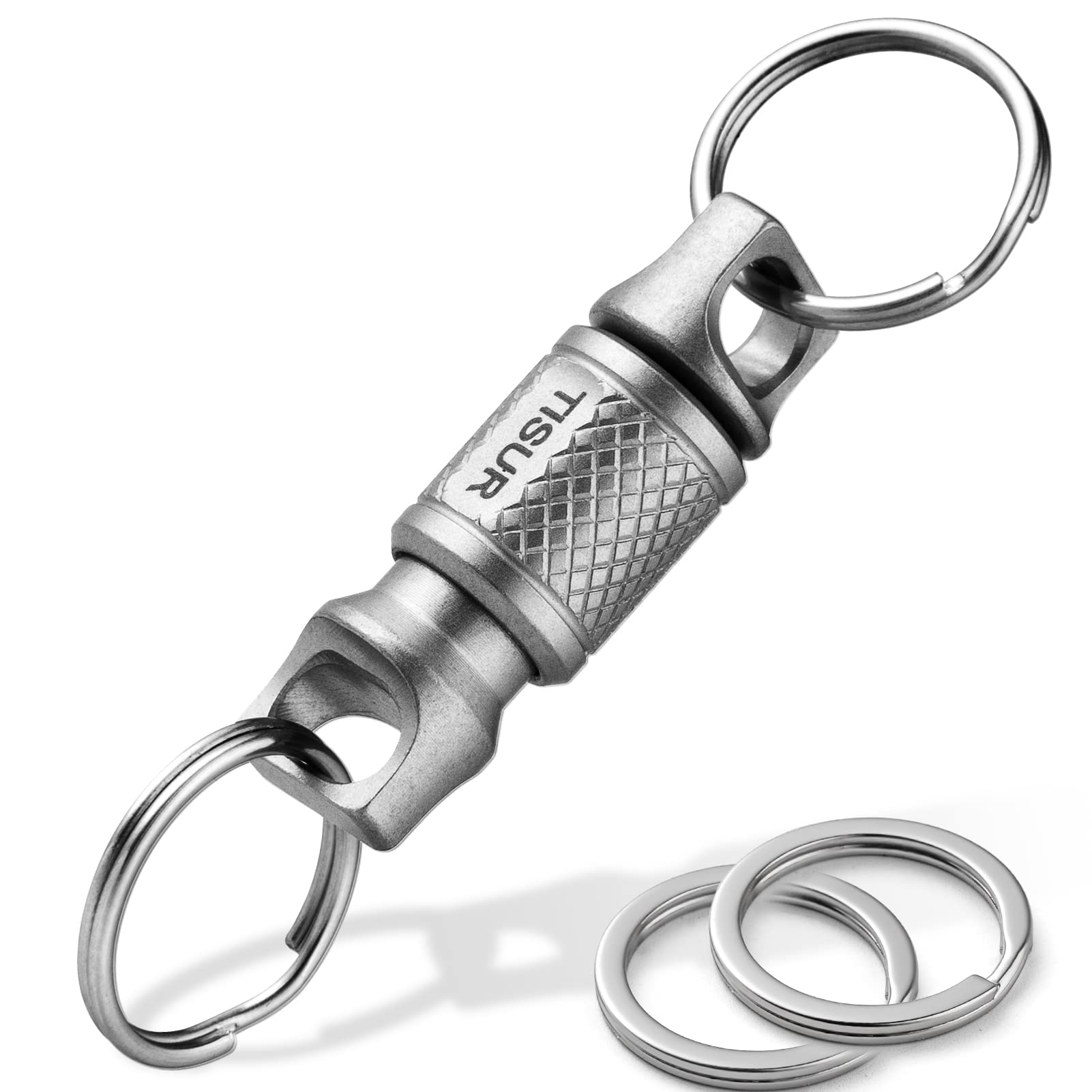 TISUR Titanium Quick Release Keychain - Retractable & Detachable Key Chain Clip with Pull-Apart Key Rings for Men & Women | Perfect for Car Keys, House Keys, and Everyday Carry (EDC) Accessories