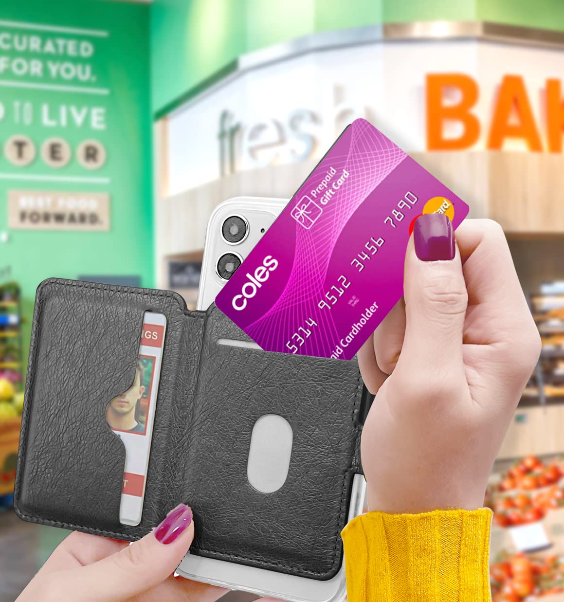 M-Plateau Phone Wallet Stick On - 3M Adhesive Slim Credit Card Holder for iPhone, Samsung & Most Smartphones (Black) | Perfect for Hands-Free Shopping, Travel & Everyday Convenience