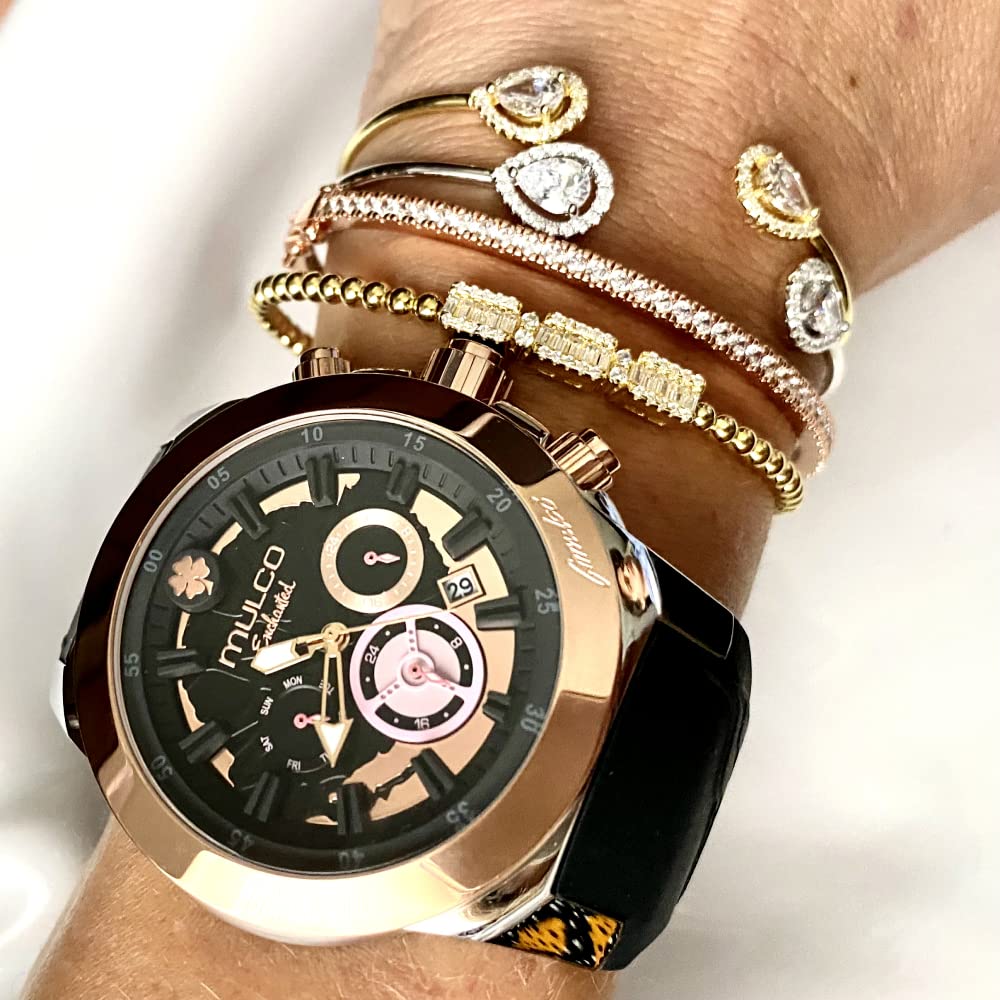 Enchanted Maple Women's Watch - Silver Stainless Steel with Rose Gold & Pearl for Elegant Occasions