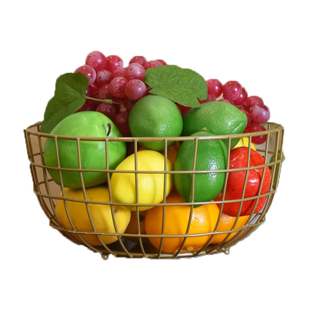 Large Capacity Modern Fruit Basket - Kitchen Countertop Display Bowl for Snacks, Bread & Fruits | Champagne Color | Perfect for Dining Room, Party Serving & Home Decor