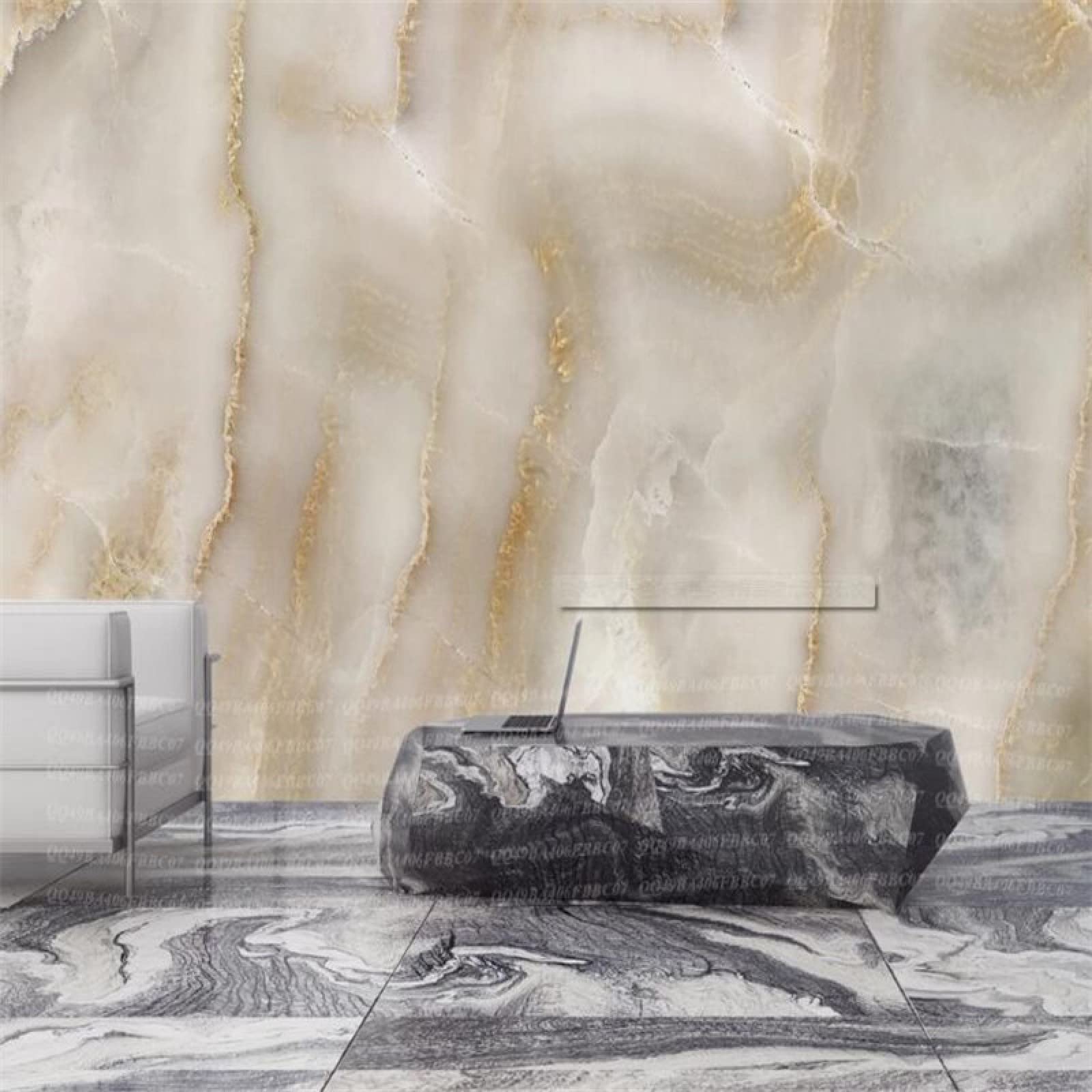Custom 3D Wall Stickers for Kids Room - 81x57 Inches Abstract Marble Mural with Elegant Beige Stone Pattern | Perfect for Living Room, Bedroom & Nursery Decor