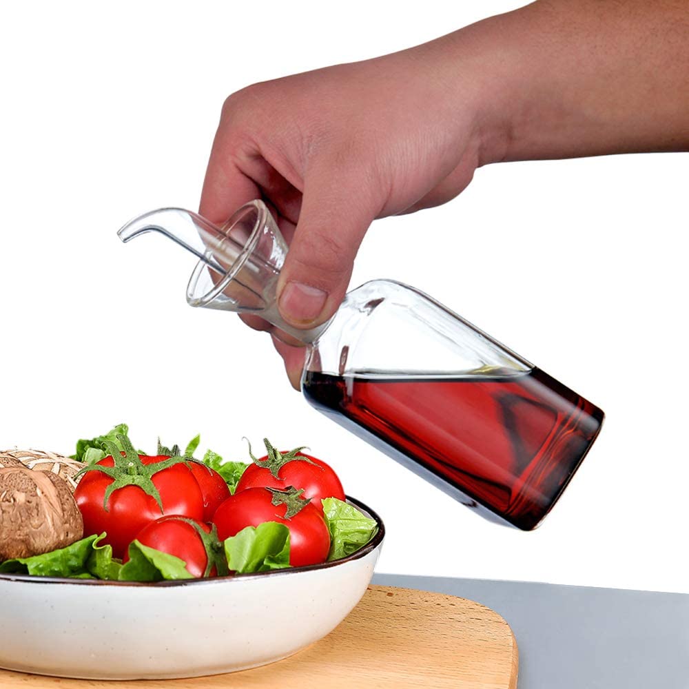 Premium 8oz Glass Oil Dispenser Bottle - Olive Oil Pourer & Vinegar Cruet for Cooking, Salad Dressing & Vinaigrette - Perfect for Kitchen, Dining Table & Gourmet Food Presentation