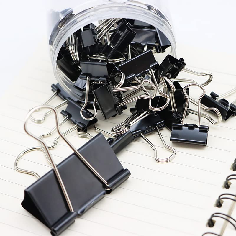 120Pcs Assorted Size Binder Clips with Clear Storage Box - Bulldog Clips, Paper Clips for Office Organization & Document Filing - Perfect for Home Office, School Supplies & Office Essentials