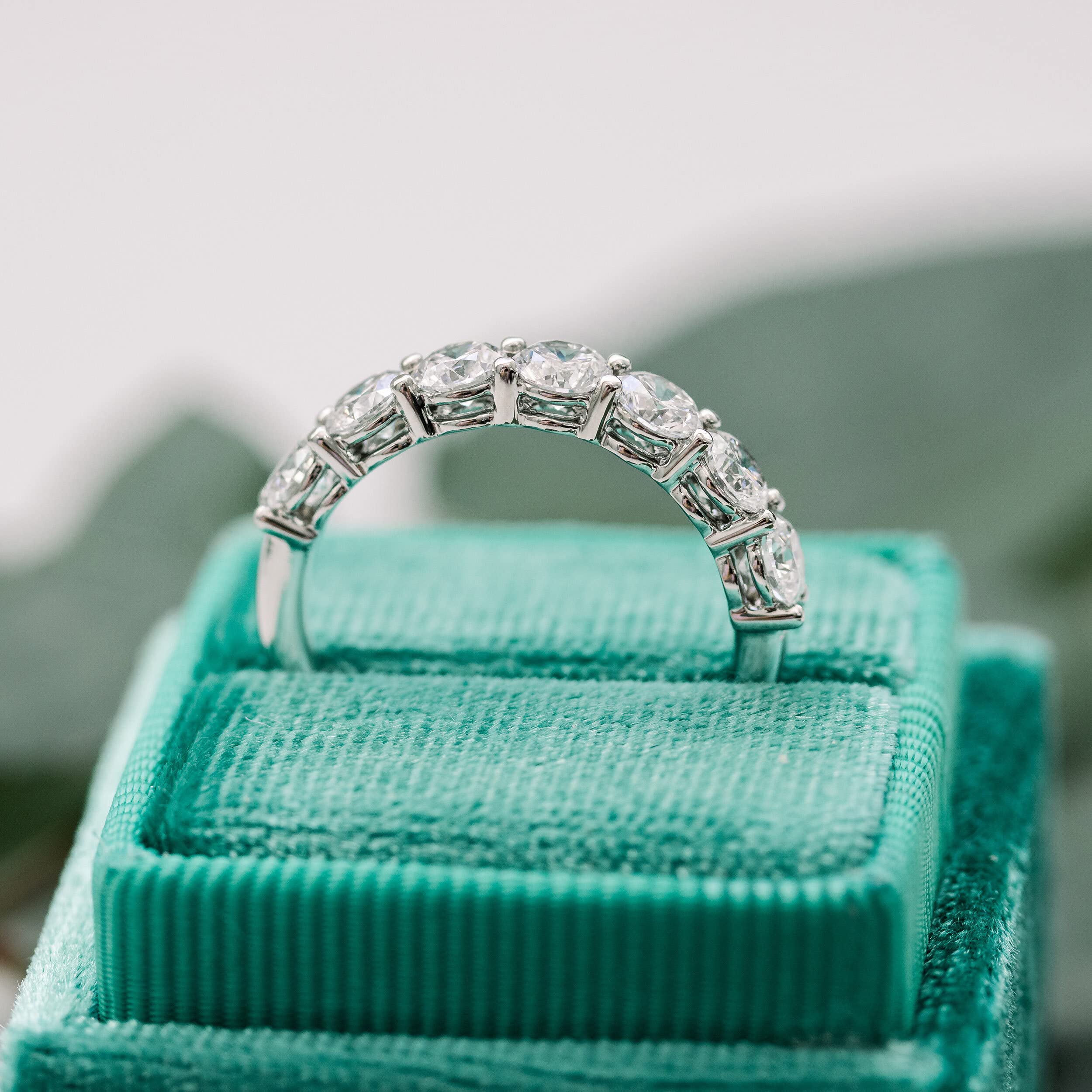 1.75Ct Moissanite Eternity Wedding Ring for Women - 14K White Gold Seven Stone Anniversary Promise Ring with Claw Setting (0.25Ct Each Stone) | Perfect for Bridal, Engagement, Anniversary Gifts & Special Occasions