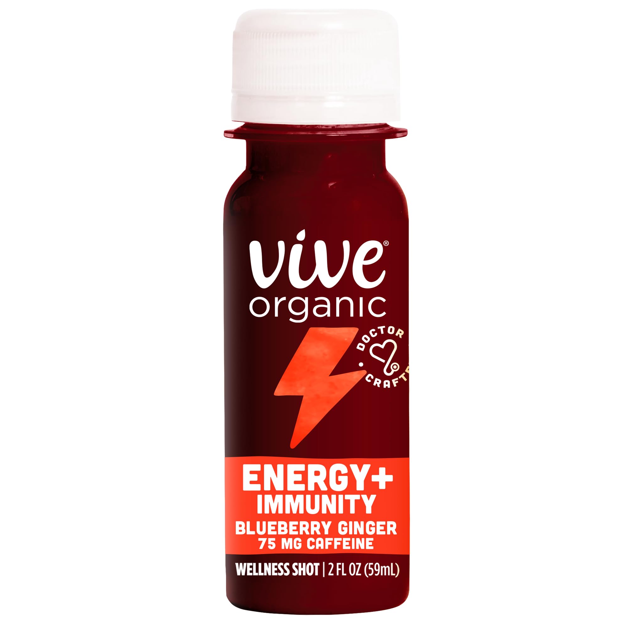 Vive Organic Energy Shot with Immune Support - Ashwagandha, Green Tea & Caffeine Boost - Gluten Free, Vegan, Non-GMO - 2 Fl Oz (Pack of 12) - Perfect for Workouts, Travel & Daily Energy
