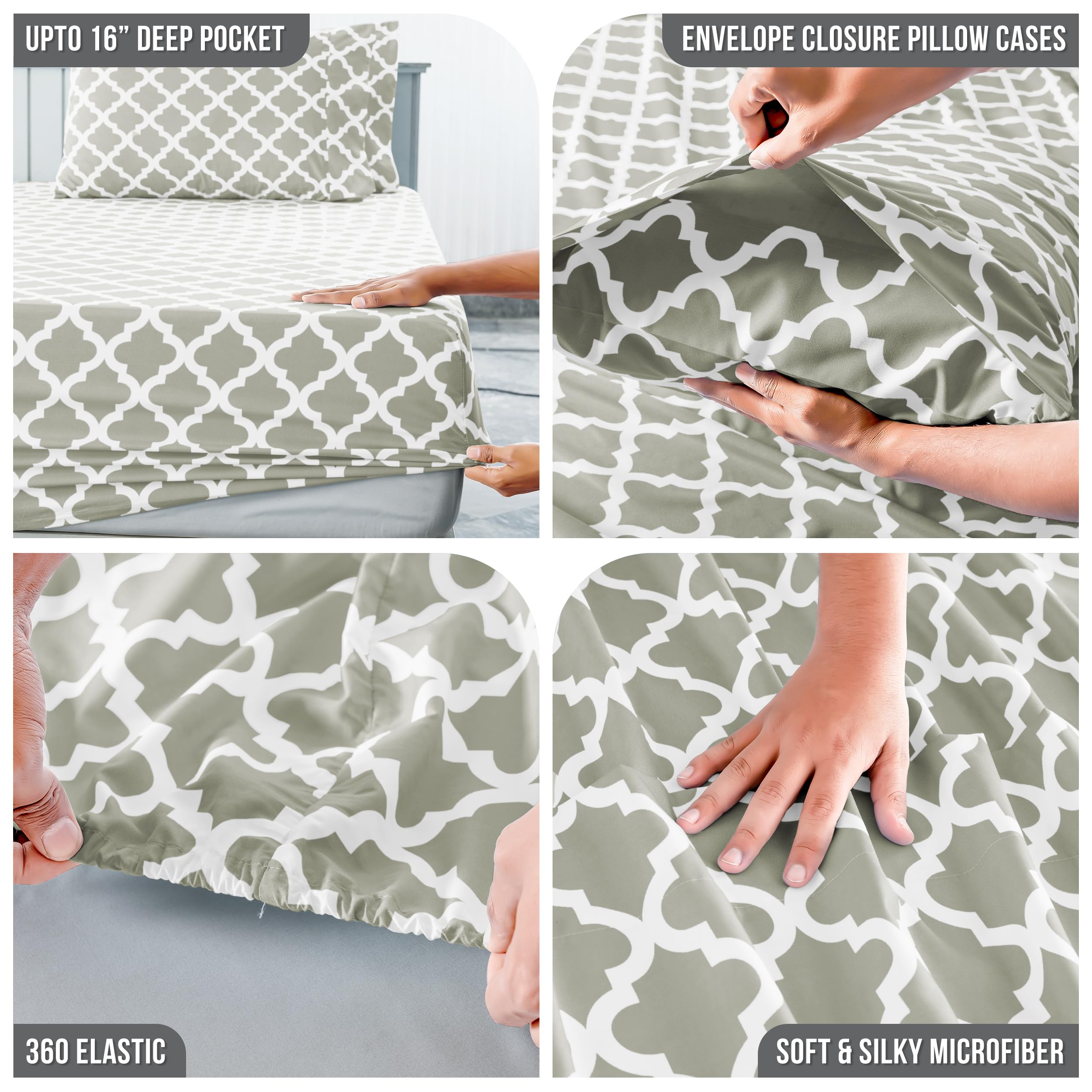 Luxury 4-Piece Queen Size Sheet Set - Breathable Microfiber Bedding with Deep Pockets | Hotel Style, Wrinkle-Free & OEKO-TEX Certified | Perfect for Master Bedroom, Guest Room & Vacation Homes (Taupe)