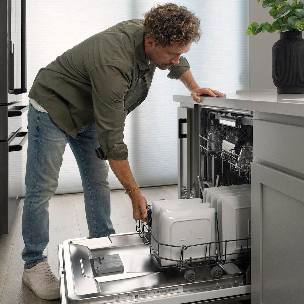 ZLINE Autograph Edition 24-inch 3rd Rack Top Control Tall Tub Dishwasher - Stainless Steel with Matte Black Handle, 51dBa Ultra Quiet (DWVZ 304 24 MB) - Perfect for Modern Kitchens and Open-Concept Homes
