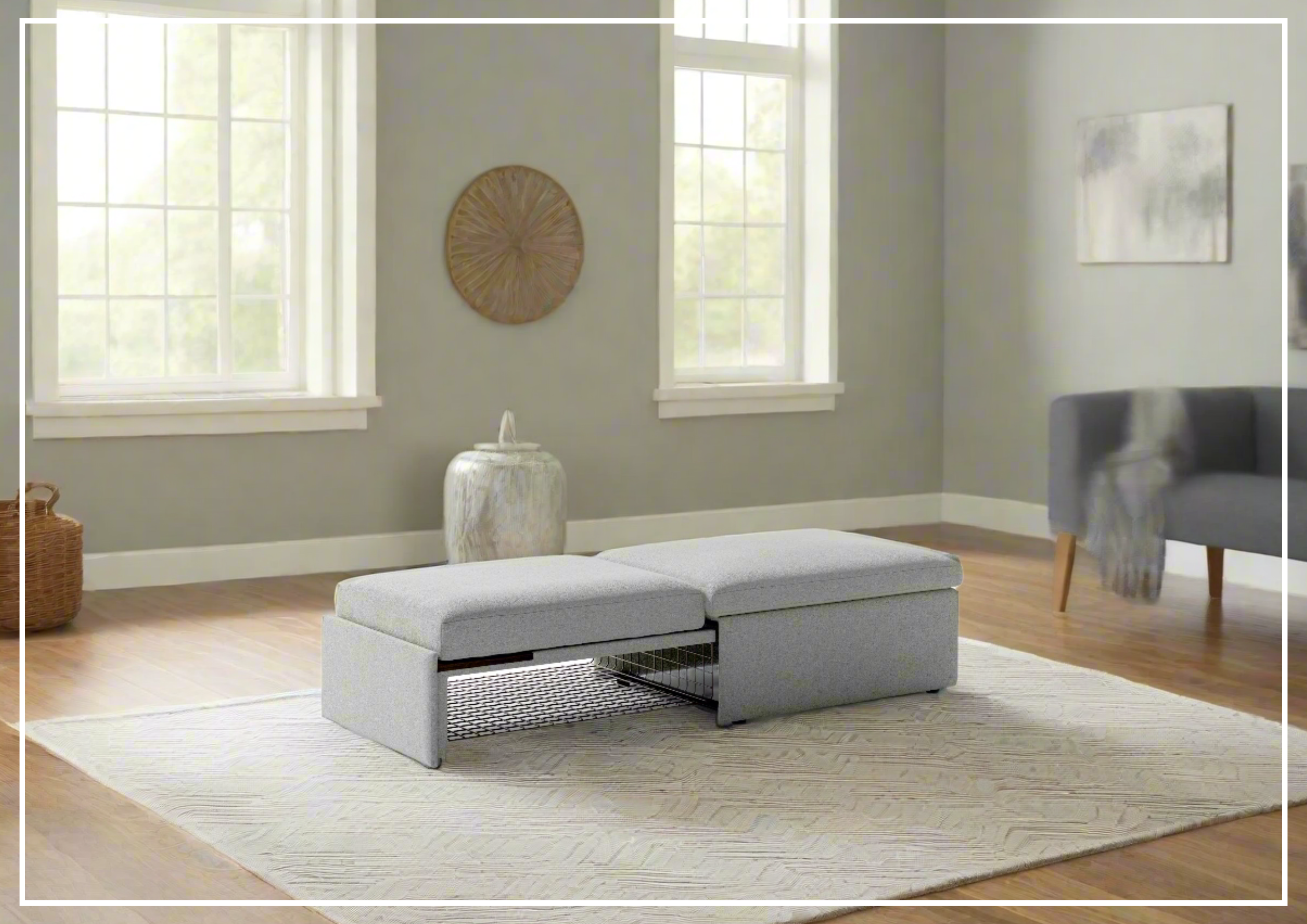 Luonto Otto Cot Size Sleeper Ottoman with Storage Drawer - Convertible Daybed for Guest Room, Nursery & Small Space Living - Perfect for Apartments, Dorms & Home Offices