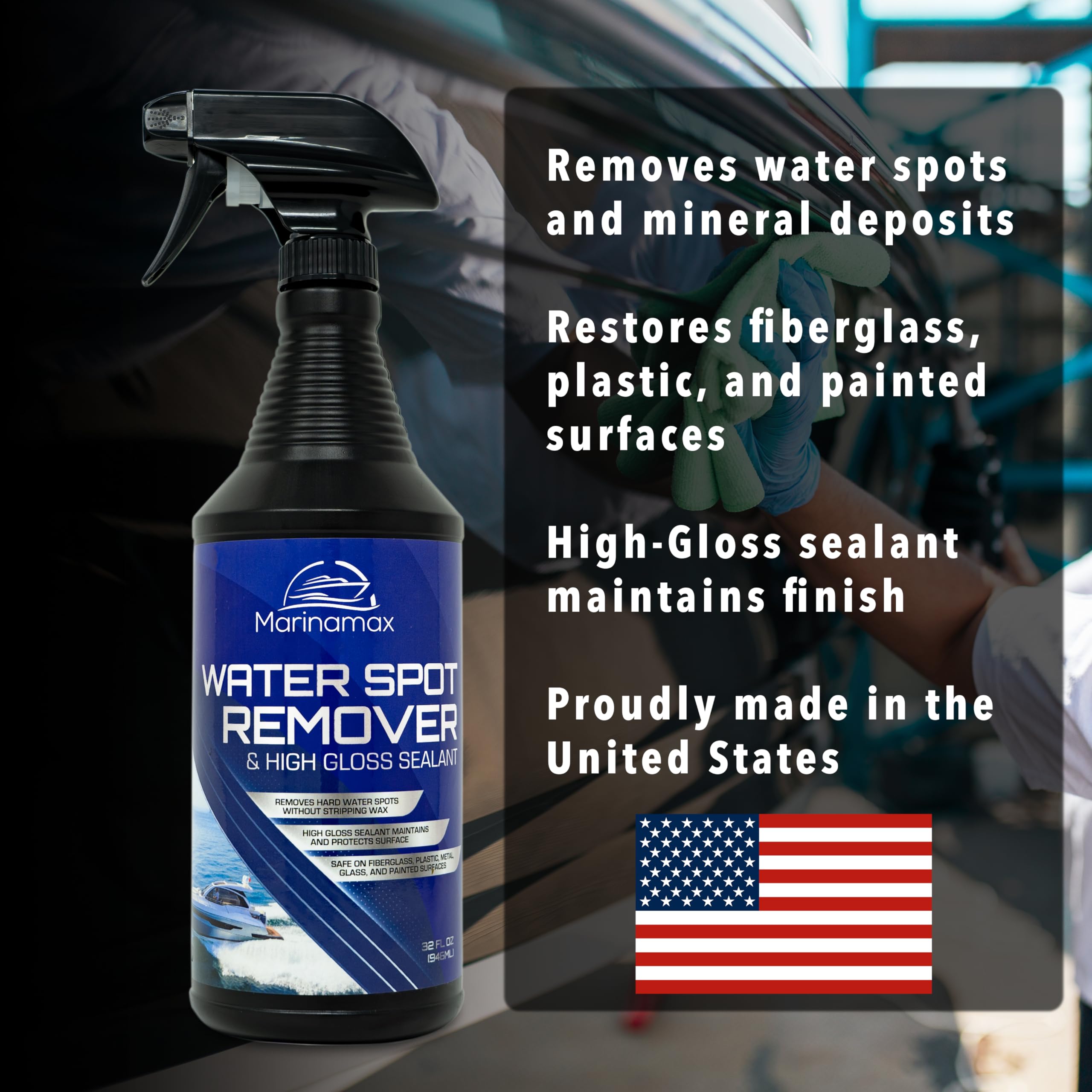 Premium Water Spot Remover & High Gloss Sealant for Boats, Cars, RVs, Motorcycles – Marine & Auto Detailing Protection – Restores Shine & Prevents Water Spots – Ideal for Showroom Finish & Outdoor Vehicle Care