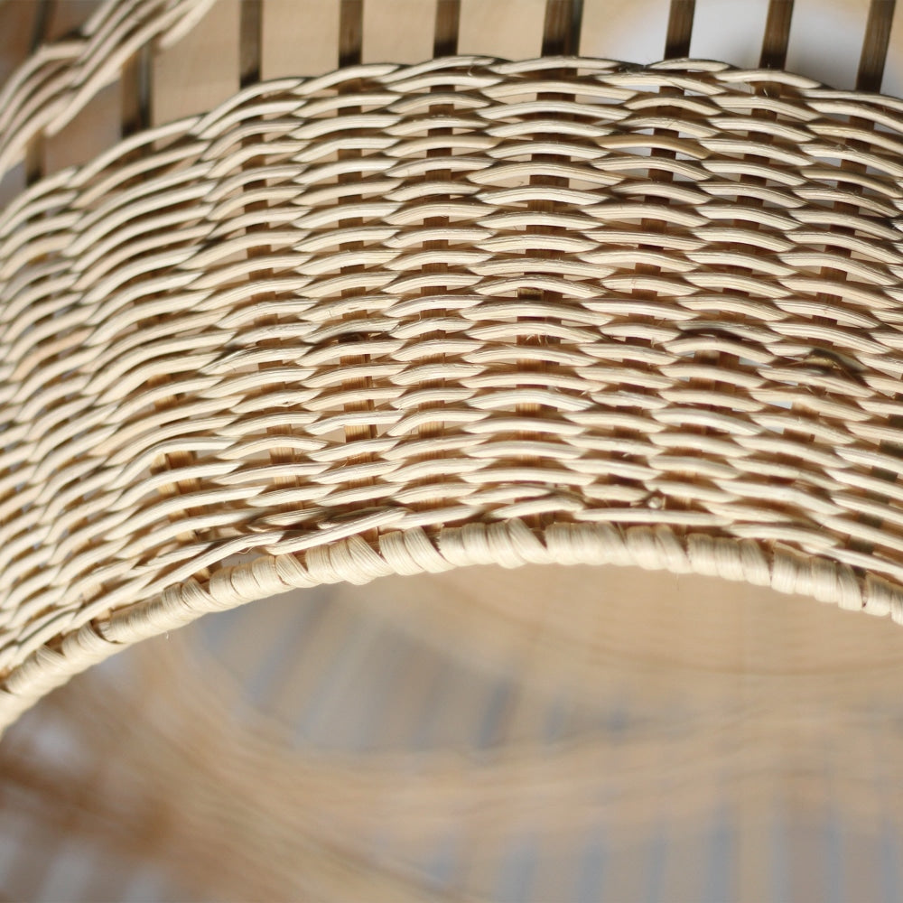 Carissa Bamboo Rattan Pendant Light - Natural Cream Large Hanging Lamp for Dining Room, Kitchen Island & Bedroom Lighting
