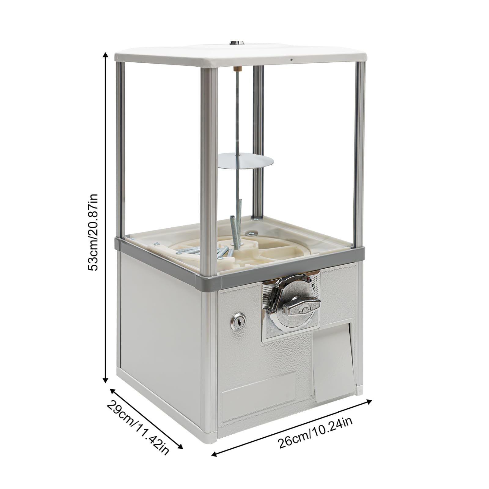 25 Cent Commercial Gumball Machine - Candy & Toy Vending Dispenser for Arcades, Retail Stores (11.42x10.24x20.87 Inch, White) - Perfect for Game Rooms, Birthday Parties & Prize Redemption