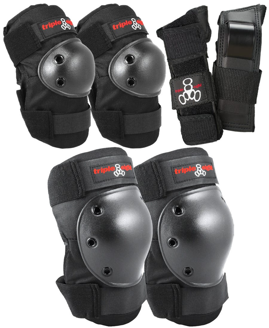Triple Eight Saver Series 3 Pack Knee Pads & Elbow Pads Set - Protective Gear for Skateboarding, Roller Skating & Scooter Riding - Comfortable Impact Protection for Kids & Adults