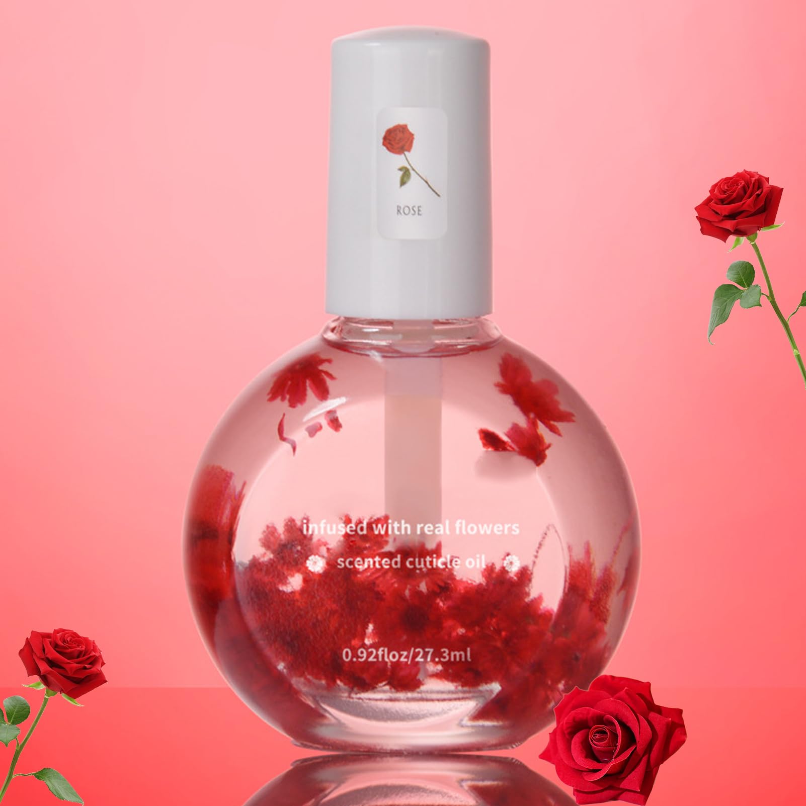 Premium Rose Scented Cuticle Oil for Nails - Natural Nail Growth & Cuticle Care Treatment with Floral Essence - Hydrating Brush-On Oil for Stronger, Healthier Nails - Perfect for Manicures, Pedicures & At-Home Nail Care