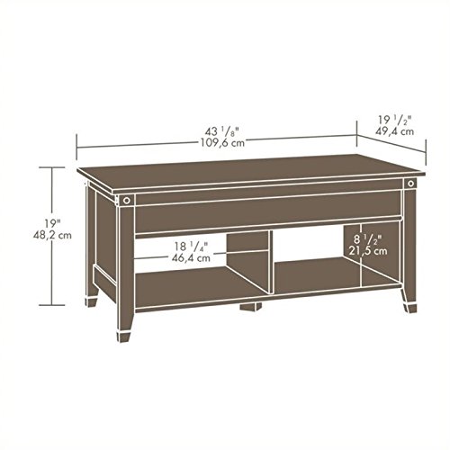 Pemberly Row Lift Top Coffee Table in Washington Cherry with Hidden Storage | Modern Living Room Furniture for Small Spaces | Perfect for Remote Work, Snacks & Organization