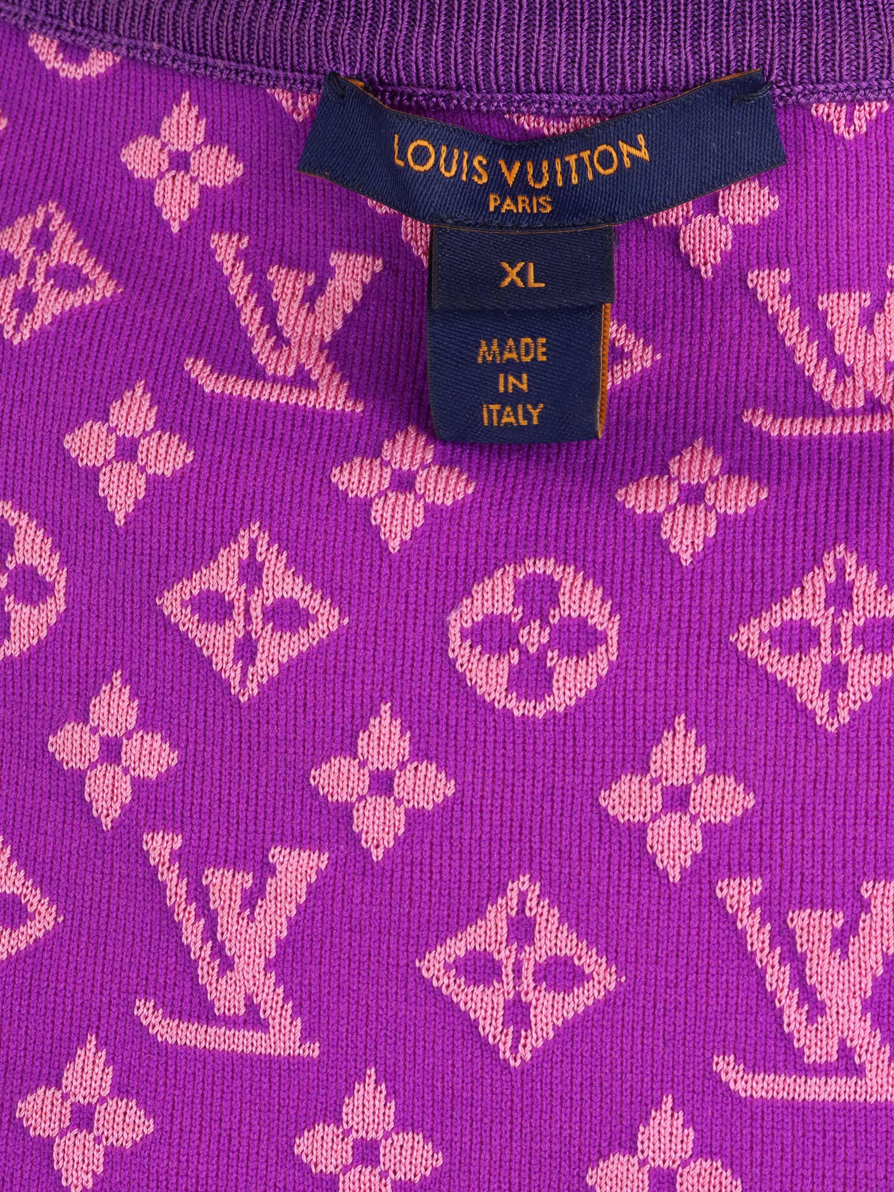Louis Vuitton Pink & Purple Monogram T-Shirt for Women | Luxury Designer Cotton Tee | Casual & Streetwear Fashion | Perfect for Daily Wear & Outings