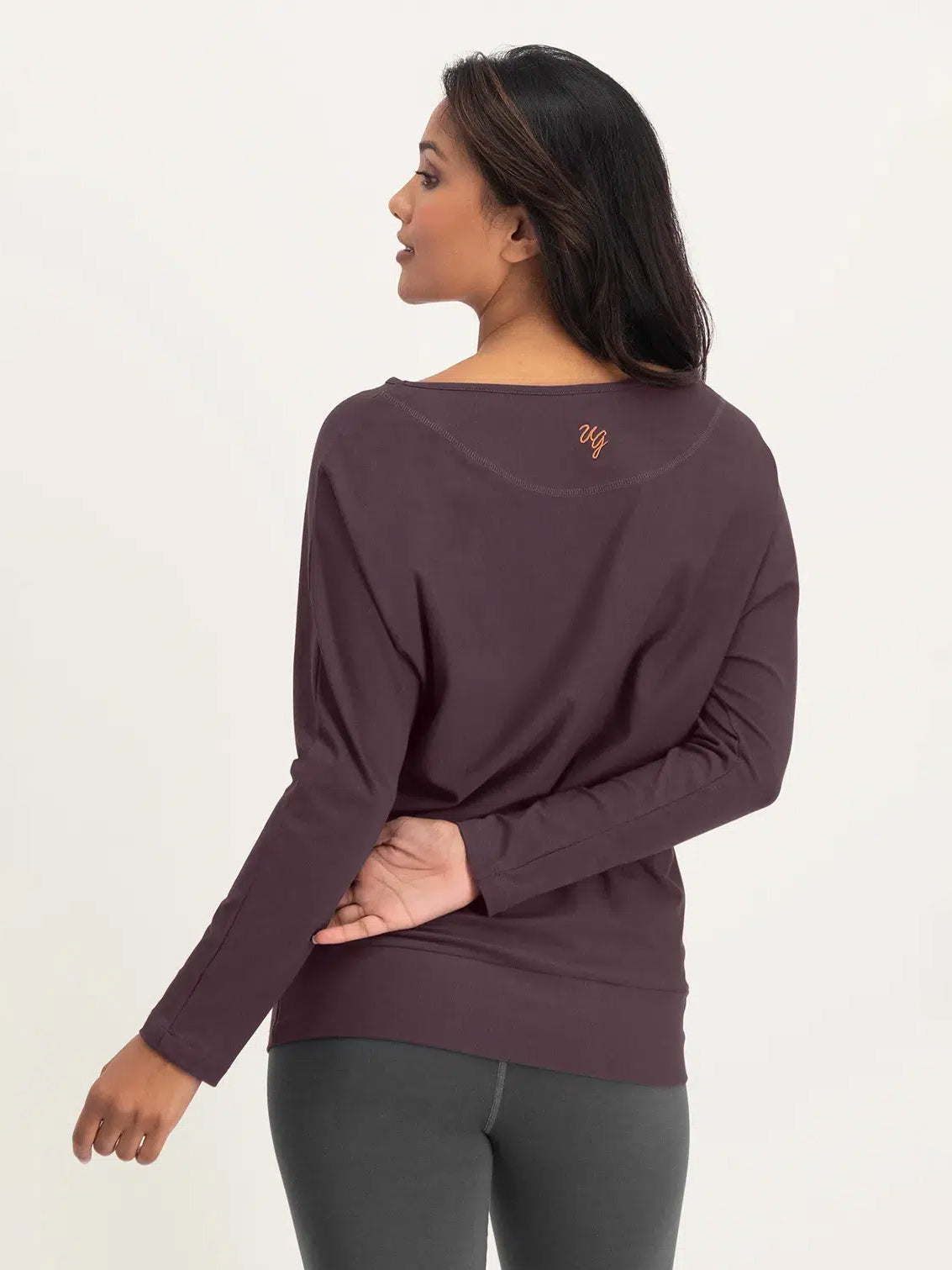 Urban Goddess Budhi Long Sleeve Yoga Top in Berry - Perfect for Yoga, Pilates & Gym Workouts